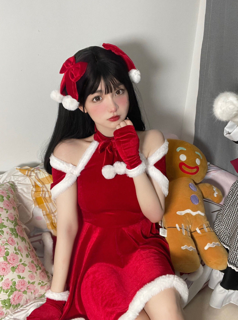 新品女士性感睡衣圣诞制服情绪内衣红色连衣网红圣诞节套装裙制服红色