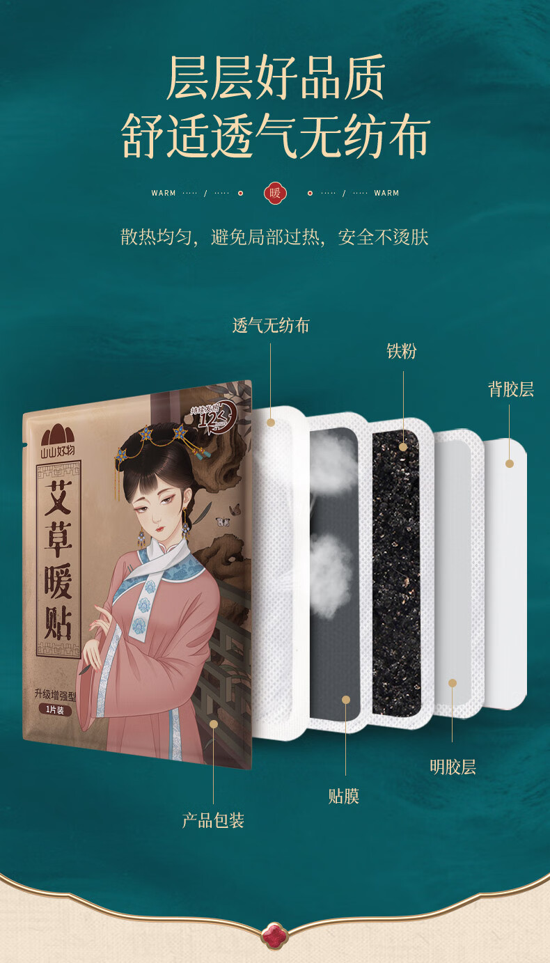 山山益母草暖宝宝贴大姨妈艾草女生经期用生姜暖贴发热贴 增强型生姜