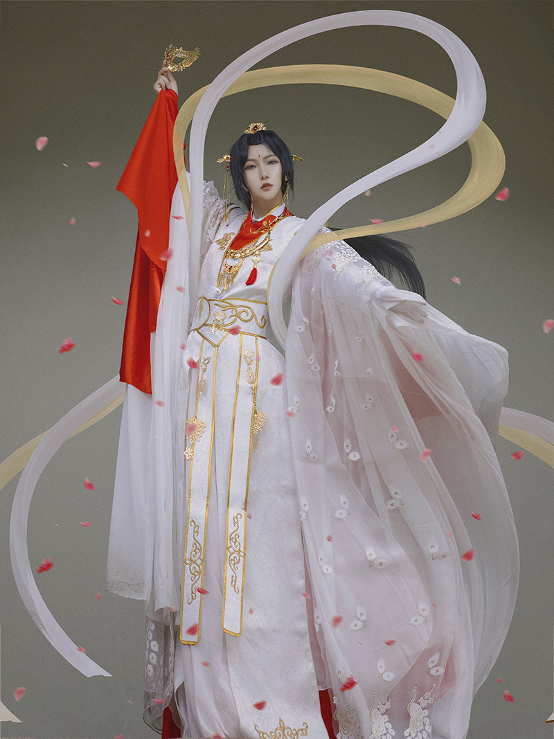 佐倾谢怜cos服天官赐福太子悦神谢怜翎阙孔雀拟人古装汉服衍生改良红