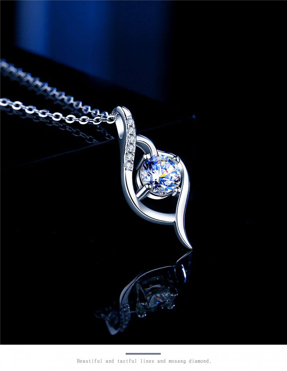 奥洛黛娅 s925银莫桑钻项链女简约网红锁骨链莫桑钻吊坠七夕礼物送