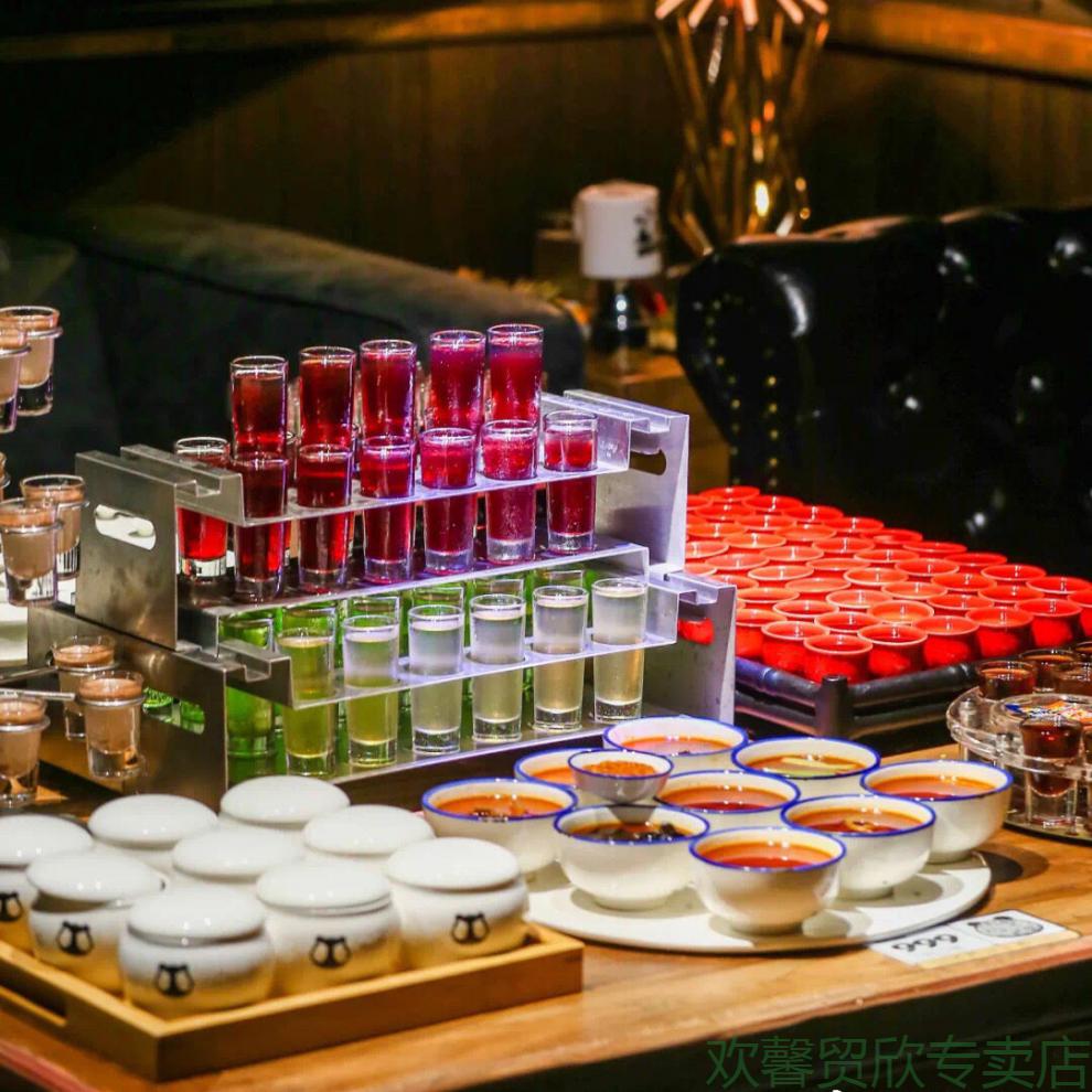 子弹杯熊猫二贰麻柒七堂酒馆斗酒架鸡尾酒晕茶杯酒醉三仙杯子试管具5