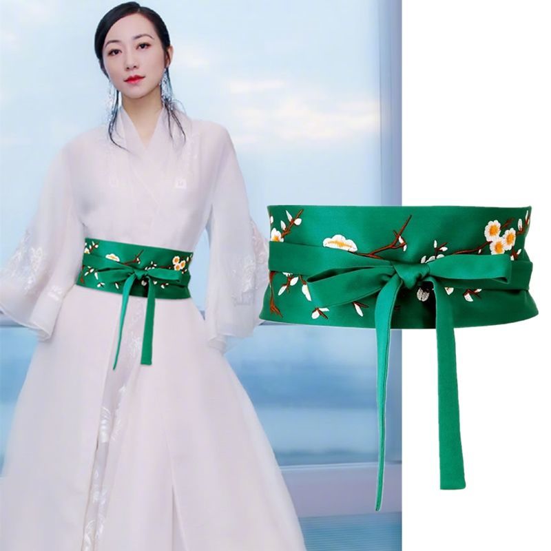 儒靓新品古风腰封女士绣花刺绣腰封束腰外搭汉服女宽腰带装饰连衣裙