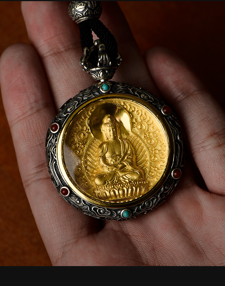 虚空藏菩萨本命佛像吊坠银十二生肖守护神观音项链男佛牌护身符定制款