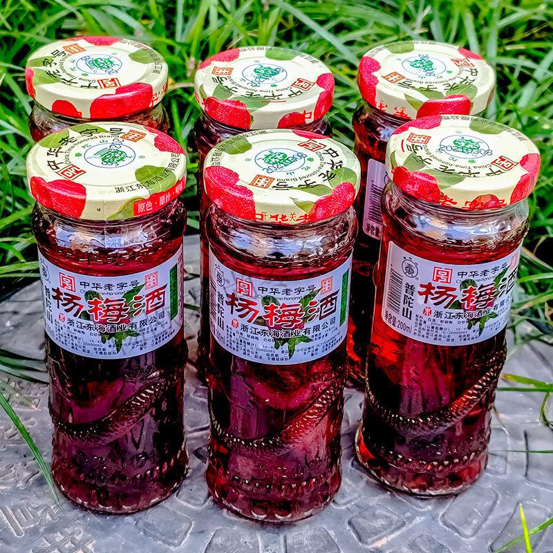 舟山特产配杯装杨梅酒 200ml/瓶 普陀山自酿果酒海鲜梅子酒 海仙配200