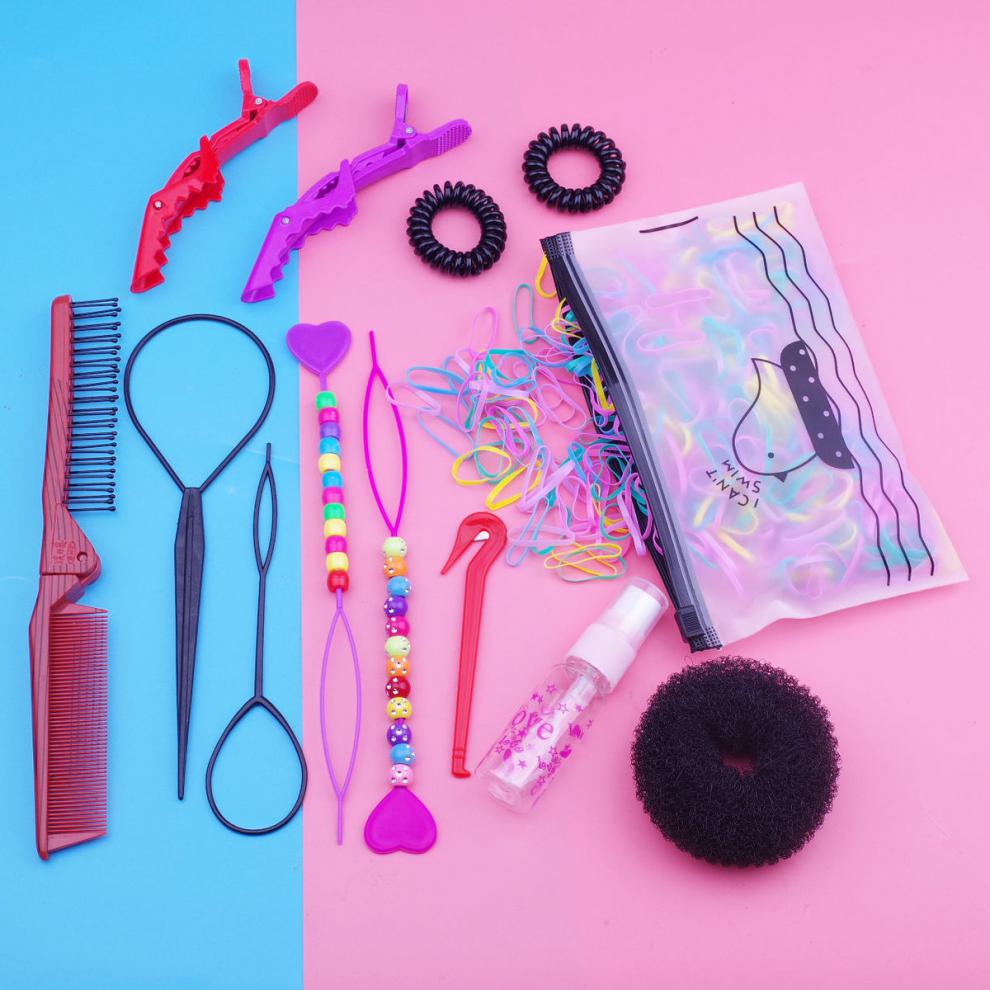 花间意丸子头盘发器儿童编发碎发神器网红扎头发工具套装折叠梳子鳄鱼