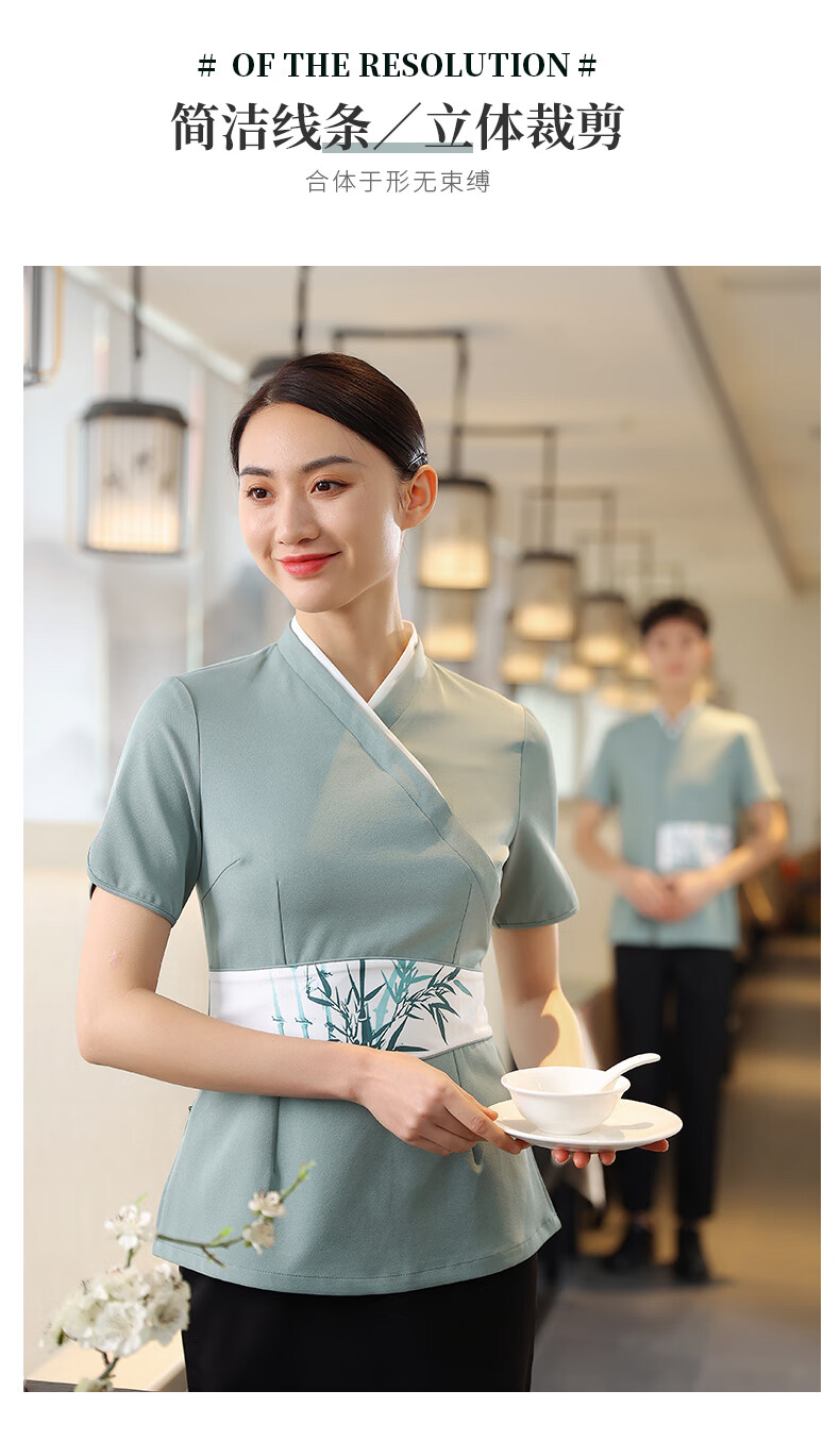 茶楼酒店服务员工作服工作服女短袖餐饮餐厅饭店火锅店酒楼员工服装