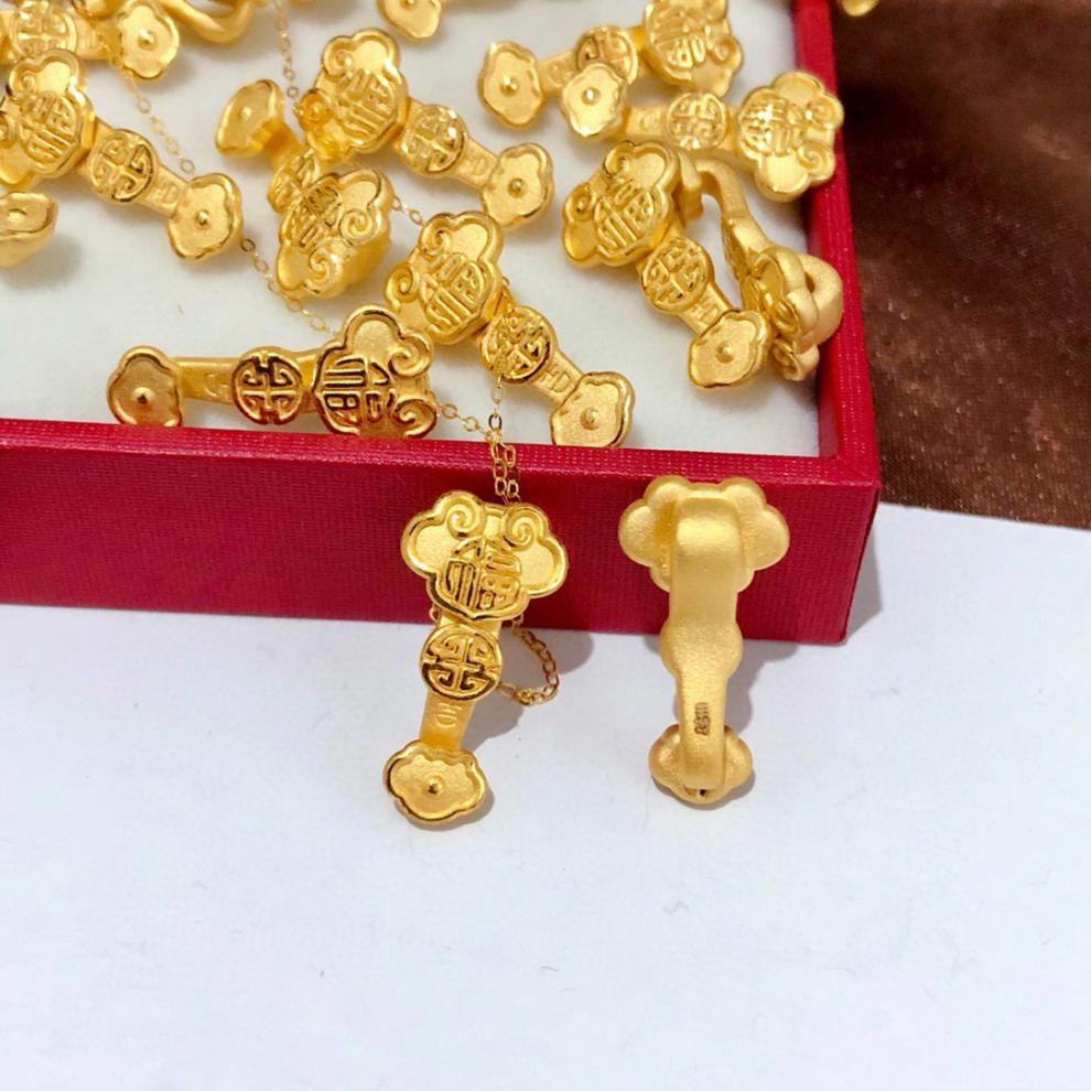 520情人节礼物老凤祥款式足金999纯金福牌如意黄金小吊坠3d硬金儿童套