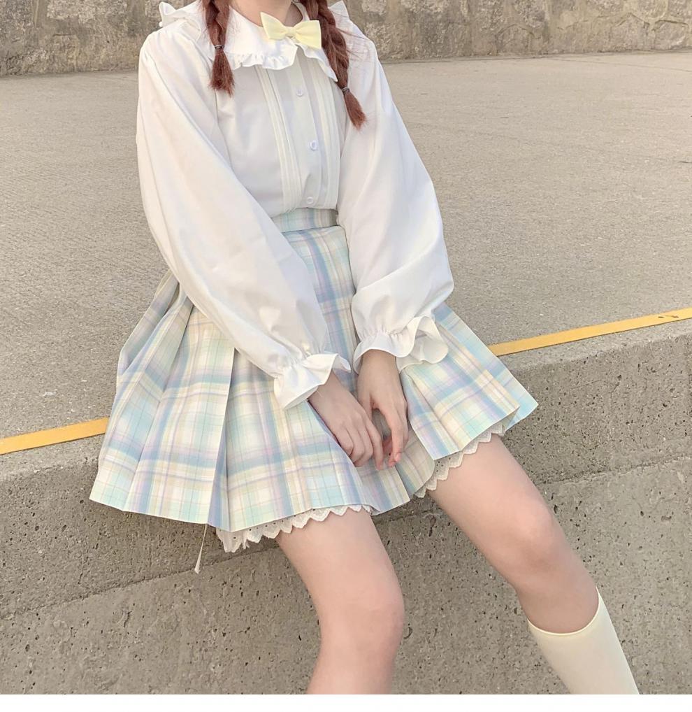 {轻奢高端}星星抱月球雪纺夏季花边jk衬衫lolita女内搭短袖上衣洛丽塔