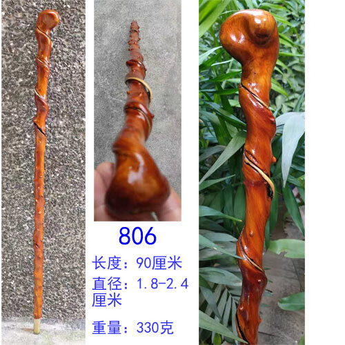 十二生肖拐棍手把件老人木质拐杖红木一体手杖香槟色龙头文明仗003