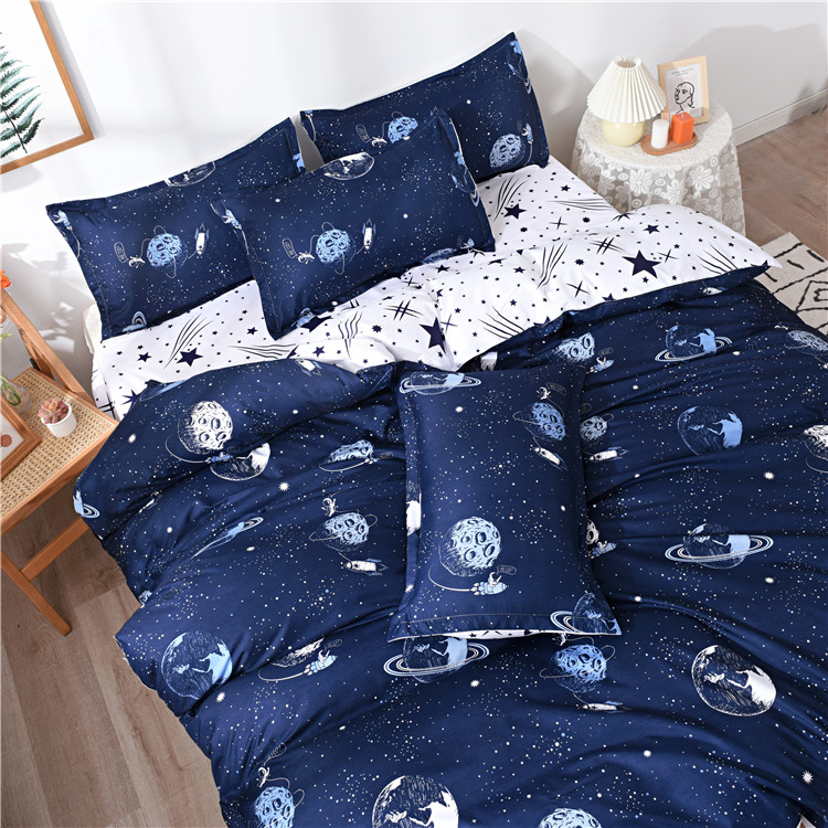 南极人家纺星空四件套男生夏蓝色学生宿舍床单人被套女床上用品梦幻