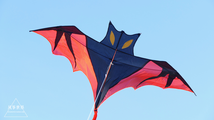 新款黑蝙蝠风筝 新款潍坊风筝前杆蝙蝠风筝后杆黑红传统成人易飞微风