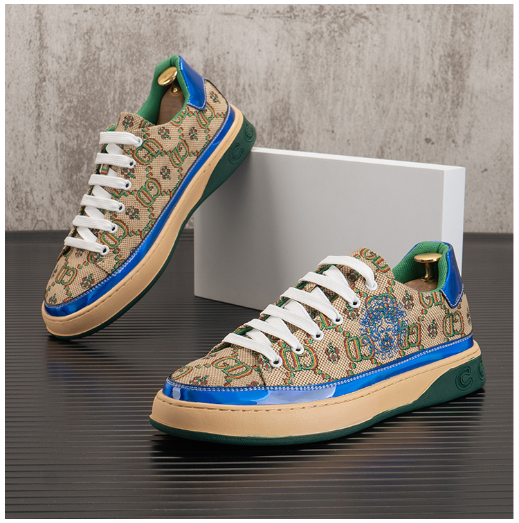 范思哲联名欧洲站美杜莎男鞋夏季透气帆布休闲鞋个性印花鞋子男潮鞋