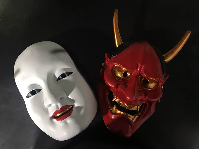 日本孙次郎小丑死神恐怖树脂面具能剧演出装饰万圣节密室布景道具pvc