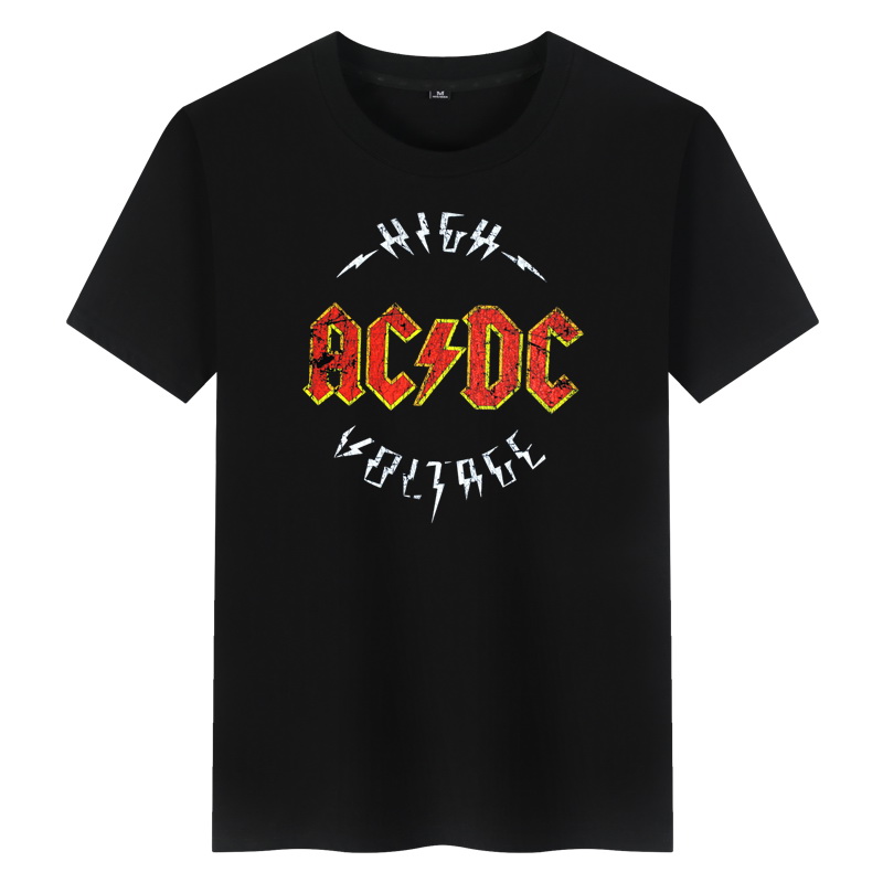 宝凡柏acdc摇滚乐队衣服加肥加大码潮胖子肥佬男士短袖棉大号t恤粉丝
