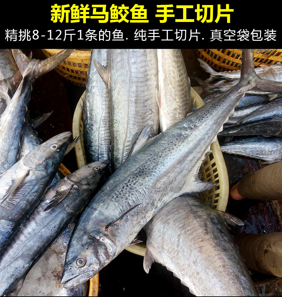 3斤裝湛江大馬鮫魚新鮮冷凍整條切片鮁魚鮮活馬膠魚深交魚片