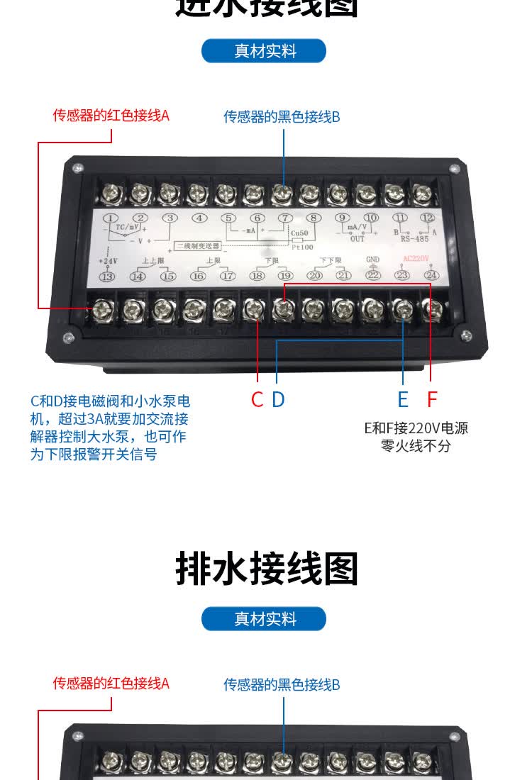 智能单回路测控仪水位控制二次仪表光柱液位显示仪t80420ma超声波液位