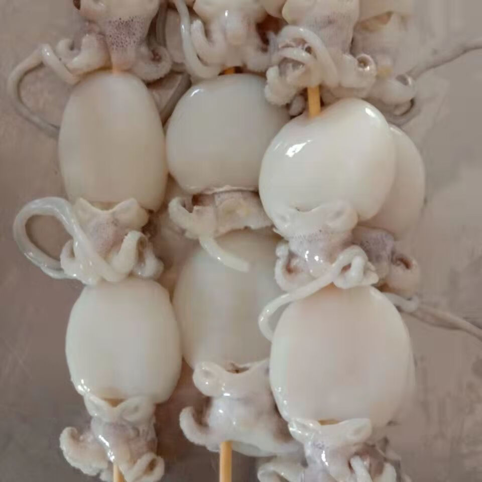 烧烤海鲜 墨鱼仔串 20串/袋 鲜冻小墨鱼 乌贼 目鱼串 铁板烧烤华海春