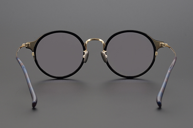 名逸轻奢玳瑁色日单手制精美雕花圆框复古范纯钛圆形眼镜架男女防蓝光