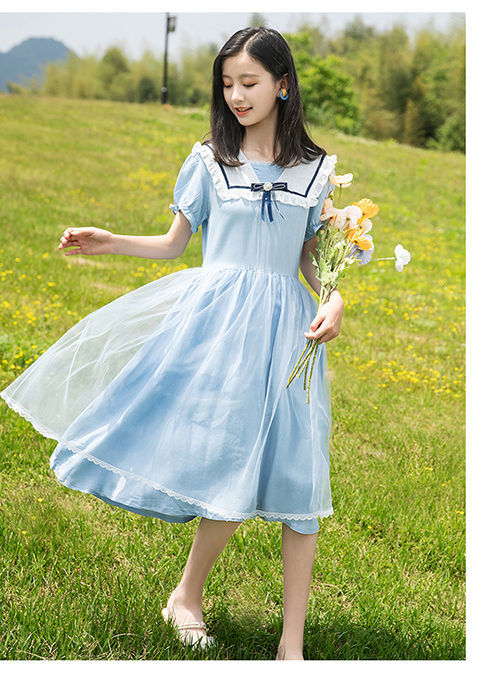 品牌童装女童连衣裙夏装儿童洋气夏季时尚公主裙夏款中大童8-16岁女孩