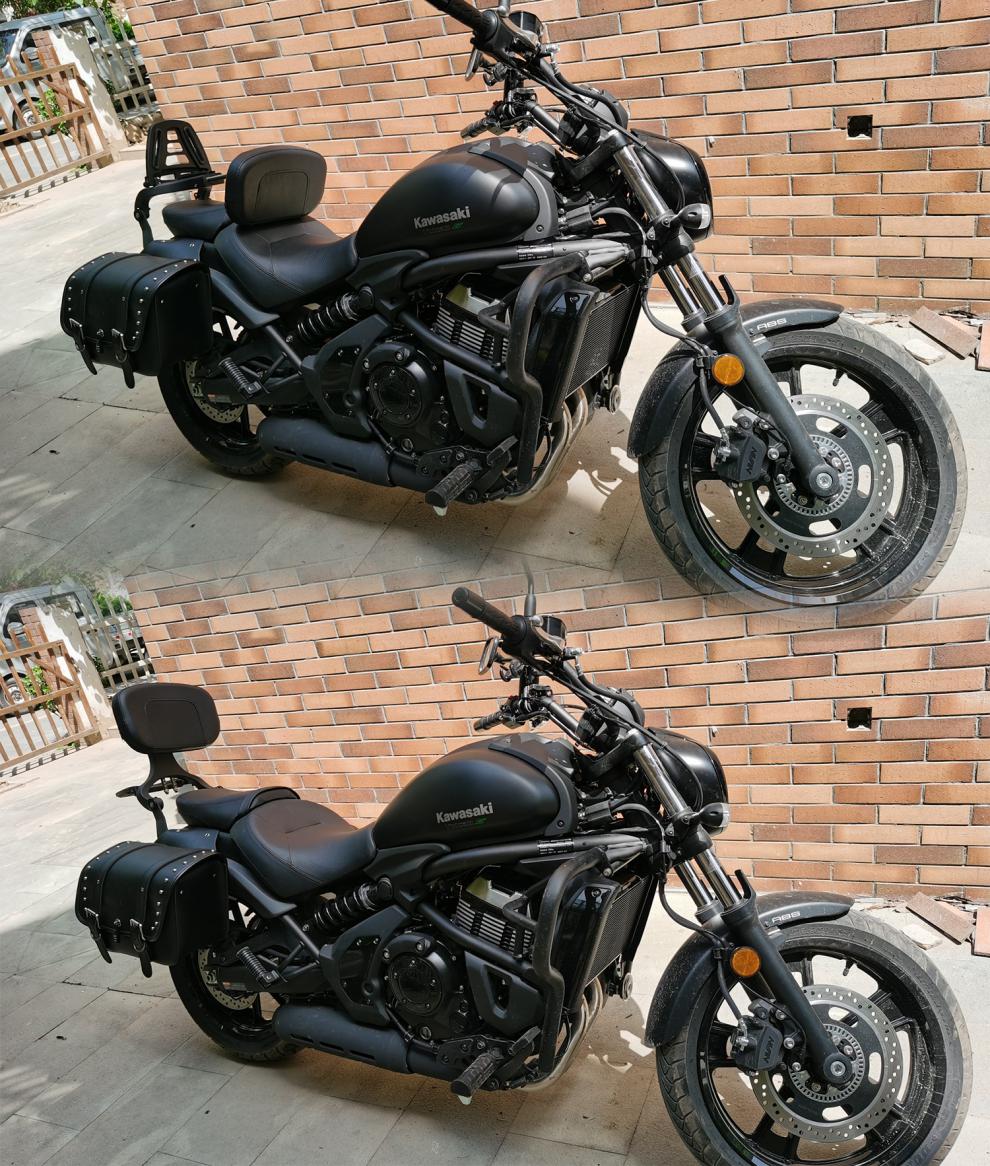 适用川崎小火神650改装折叠后靠背货架多功能摩托车改装两用靠背磨砂