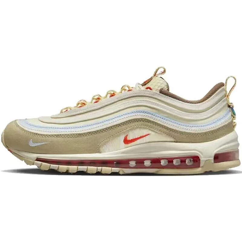 air max 97跑步鞋 白生胶 粉蛇皮 豹纹 米白 彩虹渐变921733 棕色/dx