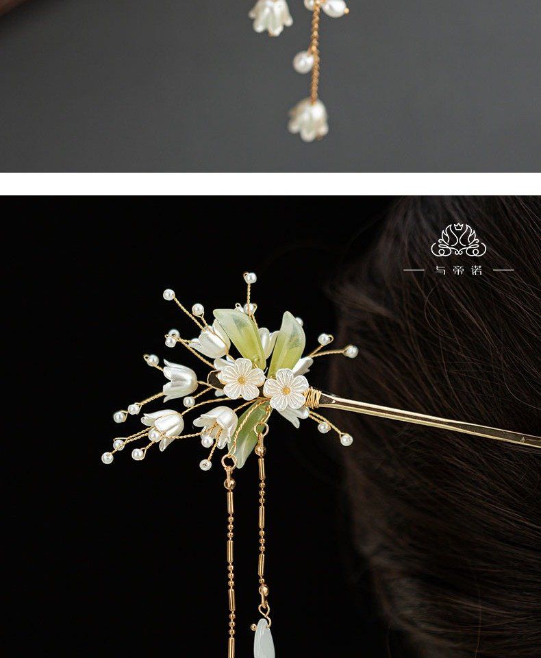 狮子头手工铃兰系列汉服头饰清新唯美簪子流苏步摇古装发簪古风发饰