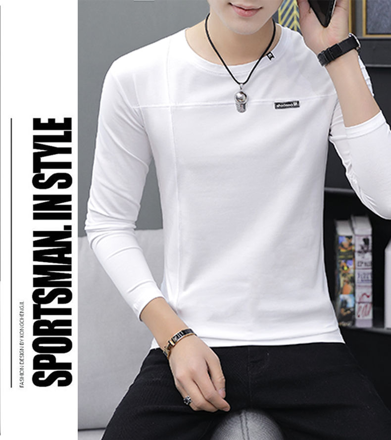 小衫男士长袖t恤丅血春春夏打底衫休闲素色静净版春夏季薄款春夏衣