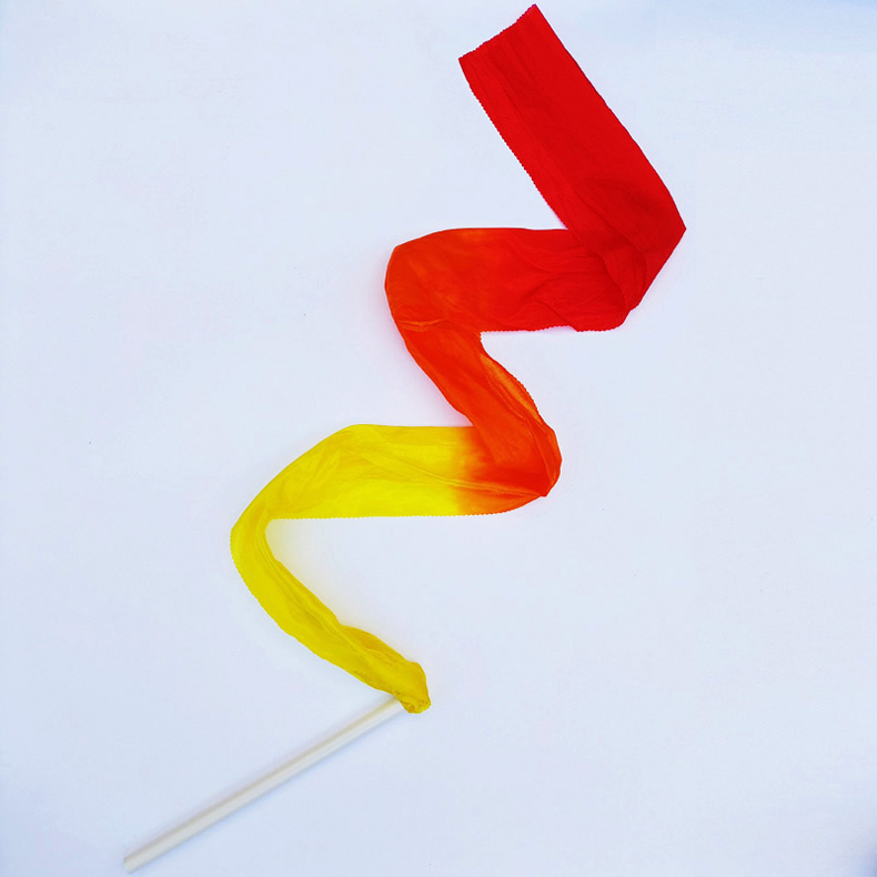 彩带跳舞带棒彩绸幼儿丝带舞蹈儿童运动会道具广场舞甩绸 红橙黄长1米