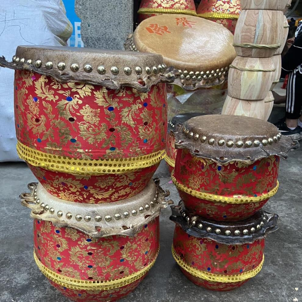 儿童舞狮鼓狮鼓醒狮鼓牛皮鼓头层牛皮狮鼓黑牛皮鼓小狮鼓12寸