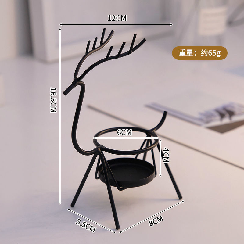 卧室桌面装饰室内香氛置物架子黑色香薰蜡烛架子薰衣草有火香薰小鹿款