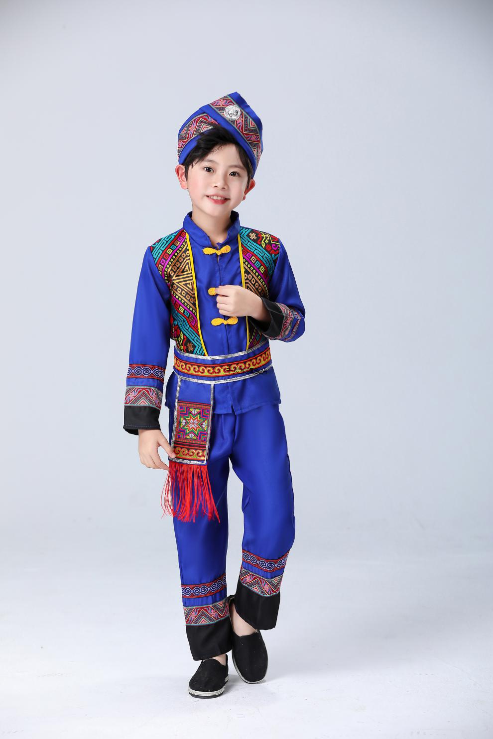 三月三儿童服装广西壮族演出服苗族彝族侗族表演男童葫芦丝土家族