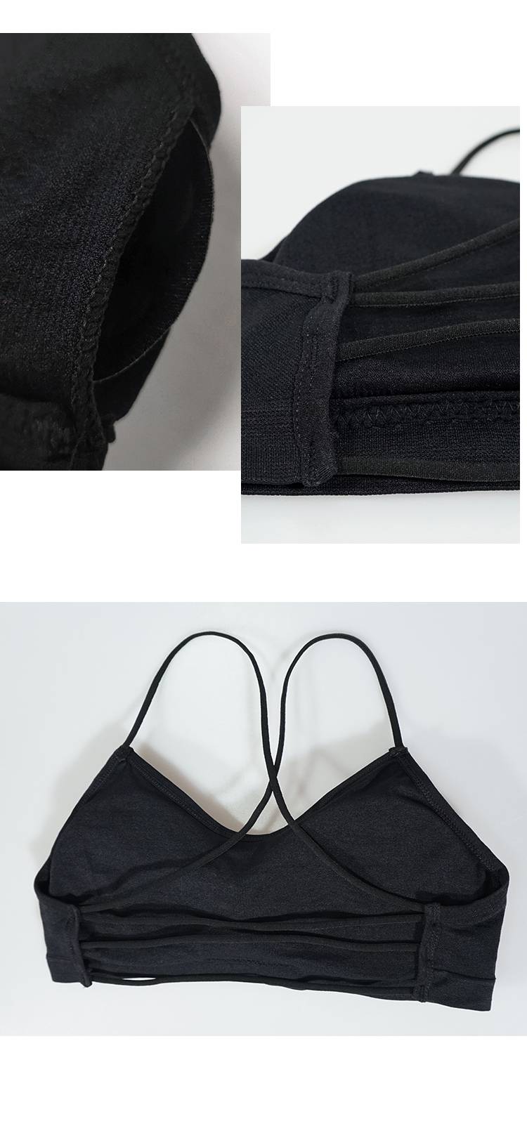 拉丁舞内衣 赛域拉丁舞内衣童少儿童打底吊带文胸艺考比赛练功 黑色