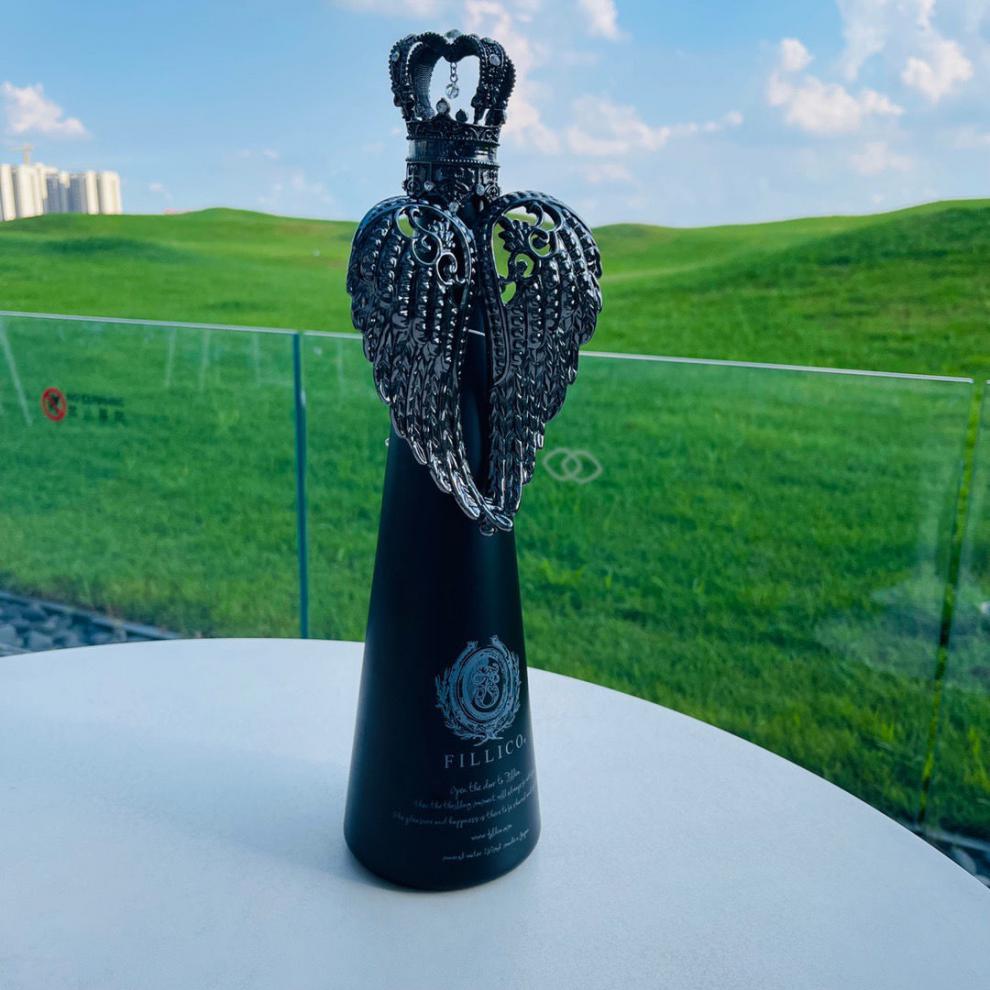 fillico日本神户矿泉水菲丽高皇冠水晶高端水瓶家具摆件 黑色【图片