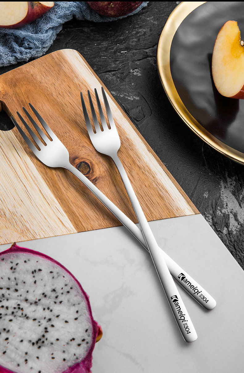 304餐叉西餐叉子不锈钢家用吃面创意可爱长柄沙拉叉甜品叉饭叉yl韩式