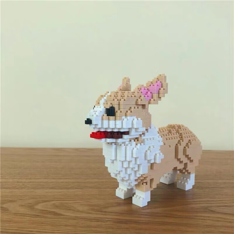 柴犬积木拼装 微颗粒拼装小狗柯基宠物狗男女孩系列高难度积木玩具