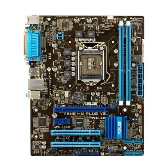 华硕(asus)asus/华硕p8h61-mplusv3h61主板1155针h61m-s2p秒z7 军绿色