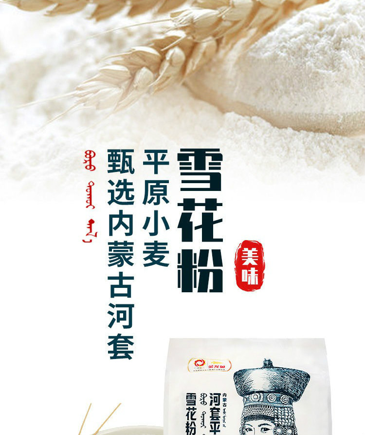 金龙鱼河套平原雪花粉5kg面粉河套平原雪花粉大袋精制一等内蒙古河套