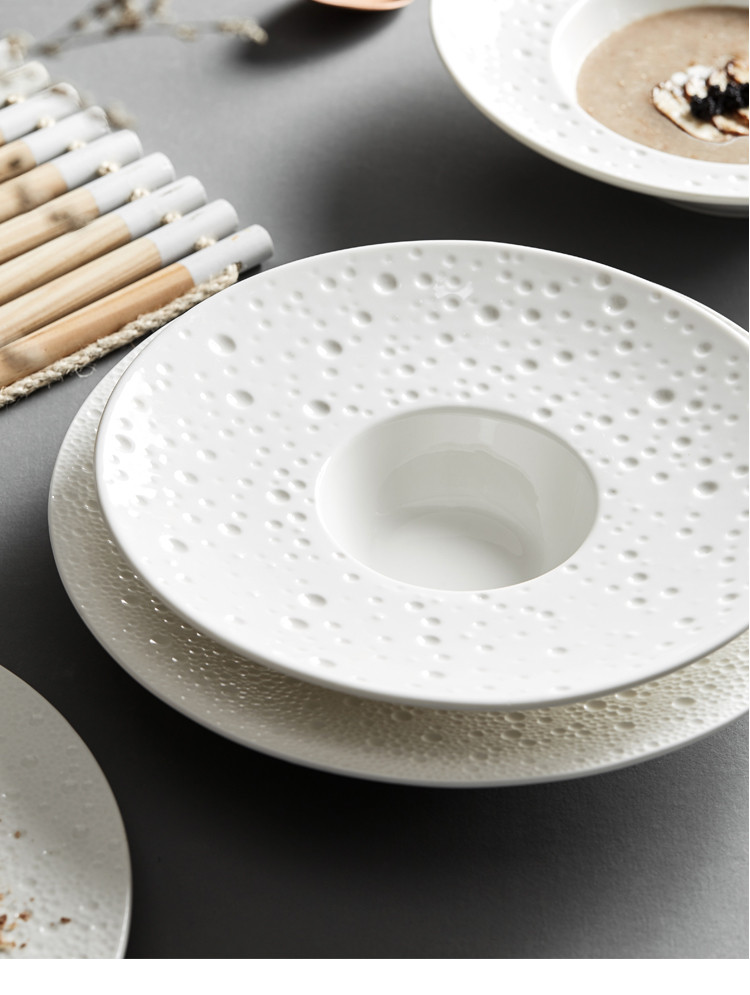 西餐厅餐具 西餐汤盘 白色特色创意酒店餐具草帽盘西餐意面餐盘汤盘