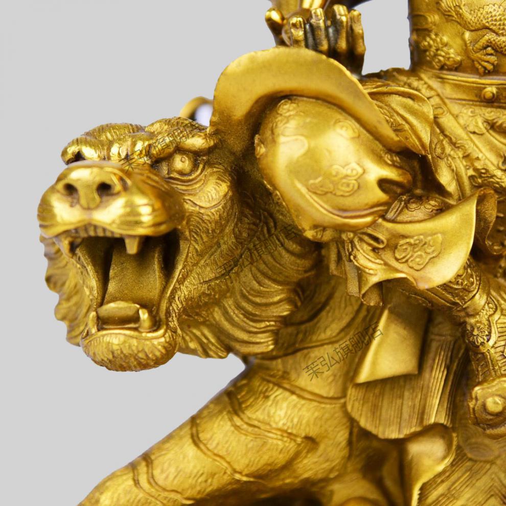 2021新款 纯铜赵公明财神骑虎像 供奉特大号 赵公明坐神像摆件 中号