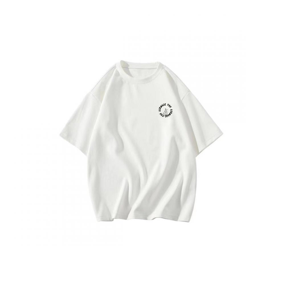 airwalk 圆圈字母创意人物手绘印花棉短袖t恤男女同款 黑色 m【图片