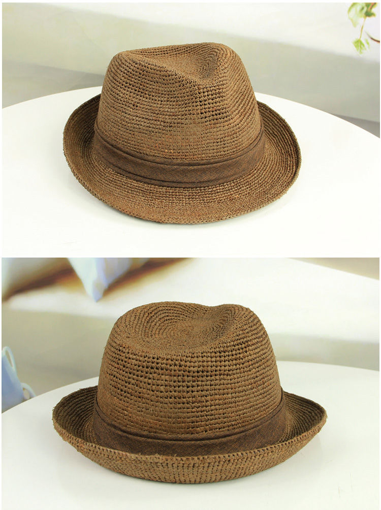 lucaly巴拿马草帽男草帽子潮英伦礼帽夏天男士巴拿马草帽沙滩防晒 深