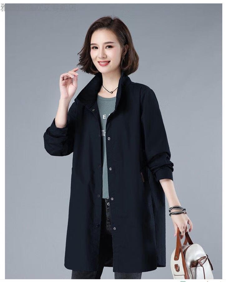 雅鹿品牌高档女装棉风衣女中长款2022春季新款中年妈妈宽松百搭上衣