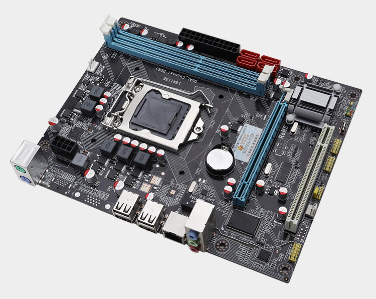 华南台式p55h55电脑主板cpu套装1156b75b851155115宓蝶浅绿色