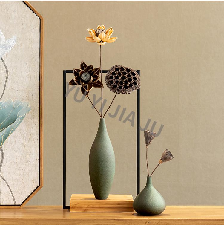 禅意花瓶禅意中式花瓶摆件插花复古做旧干花花器仿古客厅茶几玄关装饰