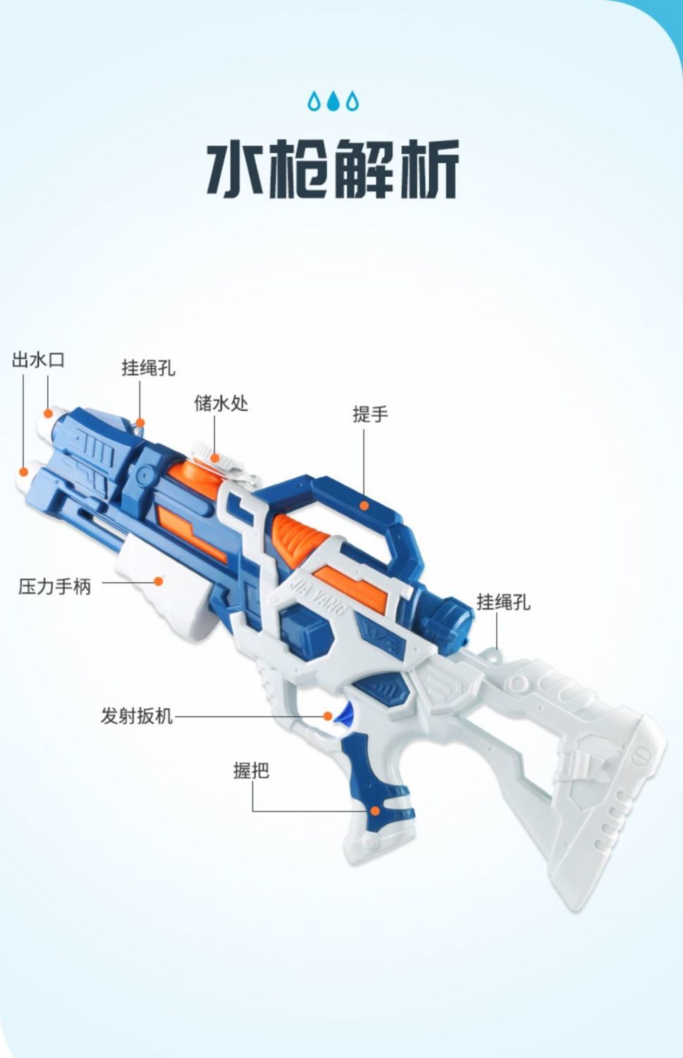 bgtqz水枪玩具儿童玩水大号男孩滋洒打仗36岁大容量抽拉式高压喷水炮