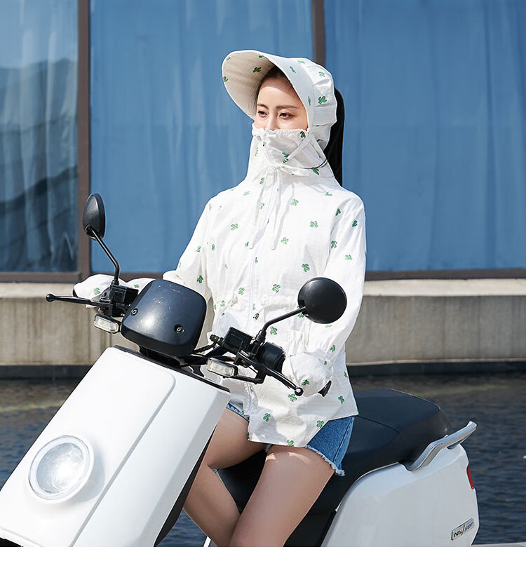 工马电动车防晒衣女中长款夏季骑车全身防晒电瓶车装备神器电车遮阳帽
