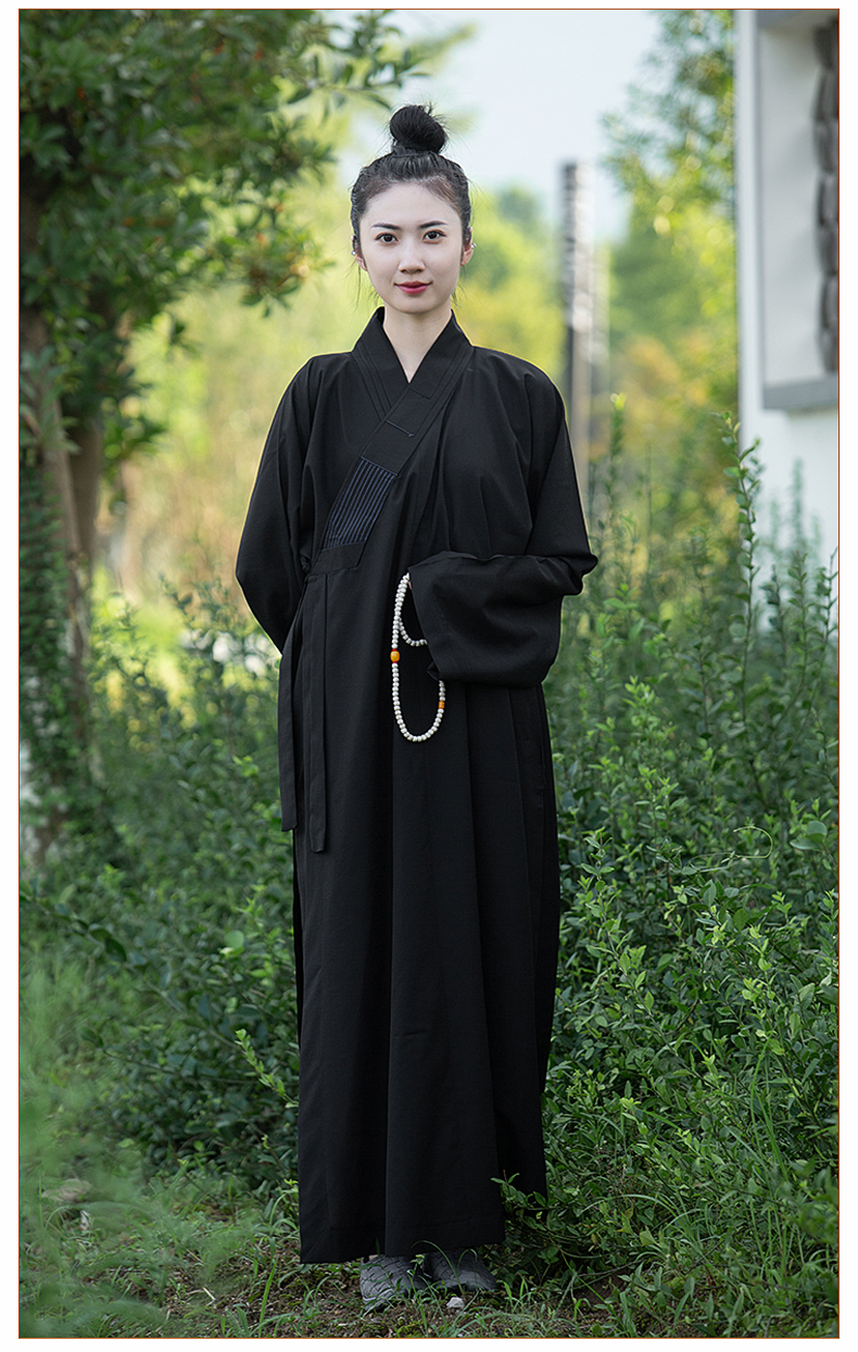 小袖海青居士服女麻纱禅修海清衣服袈裟男僧服大褂夏季定制咖啡色35