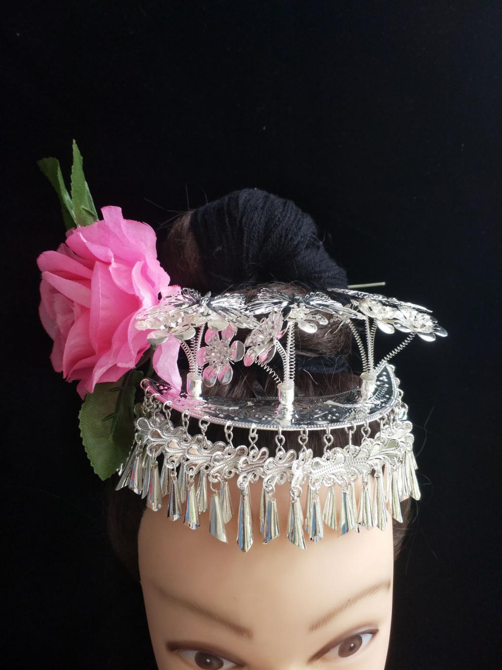 美芙仁新品贵州苗族苗银帽子项圈少数民族侗族梳子发簪头饰演出服配饰