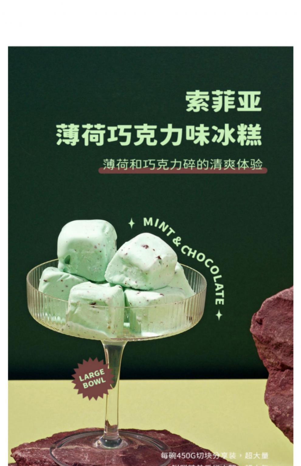 2022新品百家得索菲亚生巧克力冰糕450g网红冰淇淋5种口味朗姆葡萄1碗