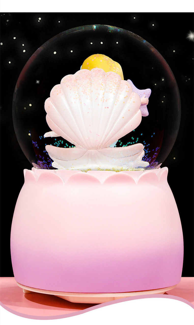 少女心发光飘雪花水晶球音乐盒八音盒闺蜜女友女生日礼物情人节紫裙